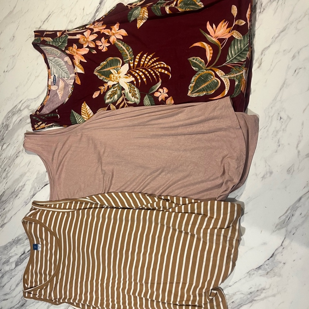 Floral, Pink, and Striped Tank Tops